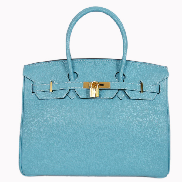 H35POSG Hermes Birkin 35CM pelle togo in azzurro con oro